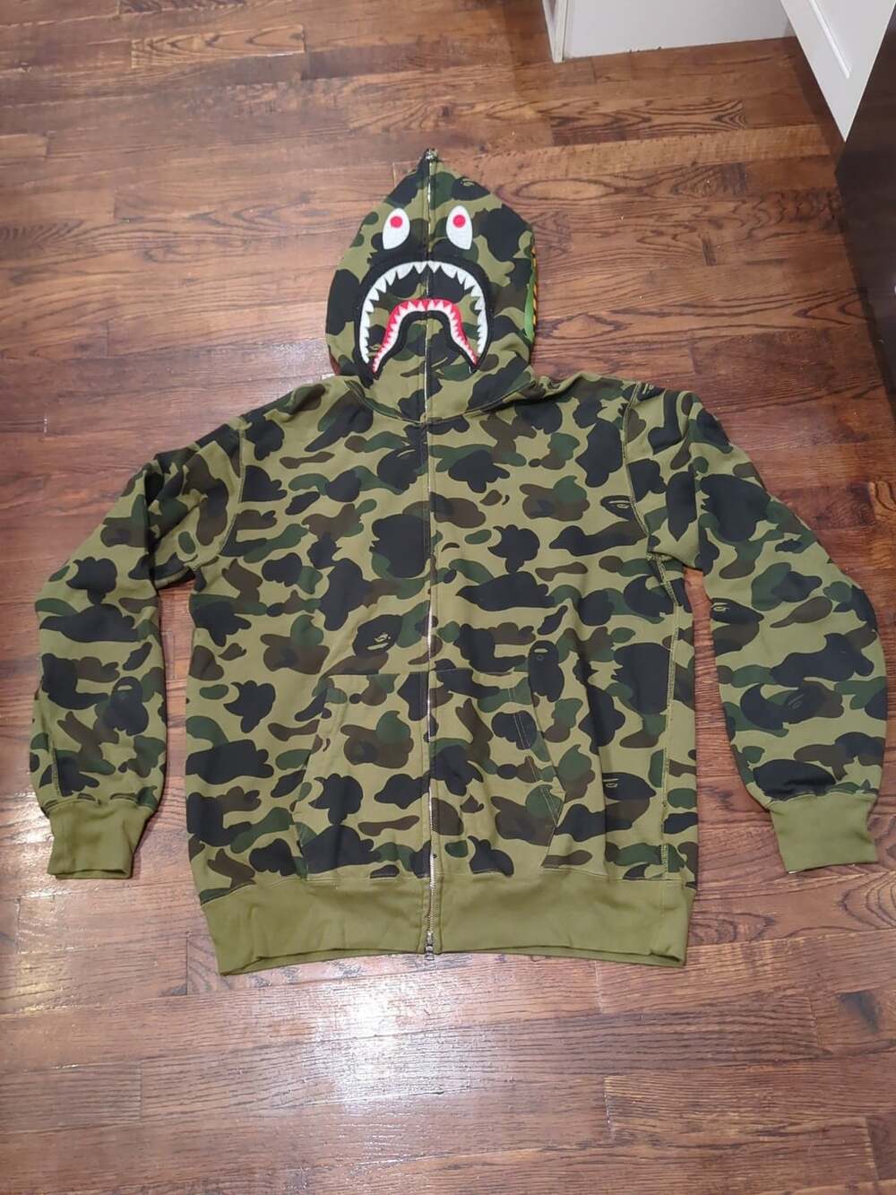 Bape Shark WGM Full Zip Hoodie Green Camo 2XL